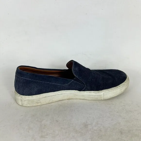 Aquatalia Alisha Mini Embossed Calf Loafers Womens 7.5 Navy Blue Slip-on Shoes