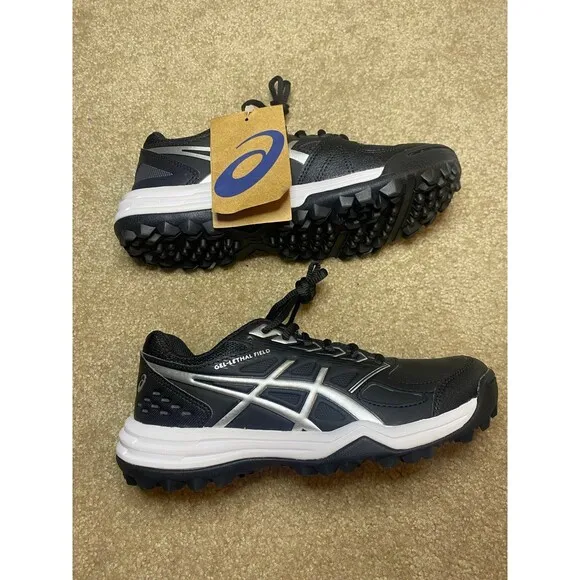 Asics Gel-Lethal Field Turf Shoes Black/Pure Silver Field Hockey Size 6.5 NWT