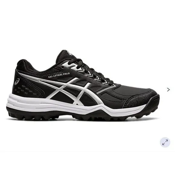 Asics Gel-Lethal Field Turf Shoes Black/Pure Silver Field Hockey Size 6.5 NWT