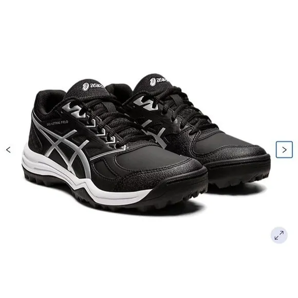 Asics Gel-Lethal Field Turf Shoes Black/Pure Silver Field Hockey Size 6.5 NWT