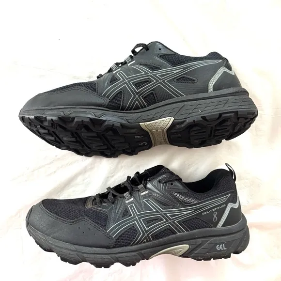 Asics Gel-Venture 8 Trail Running sneakers Black White SZ 9.5 Worn 1X Indoors