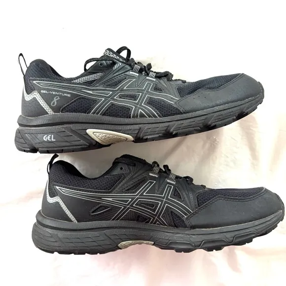 Asics Gel-Venture 8 Trail Running sneakers Black White SZ 9.5 Worn 1X Indoors