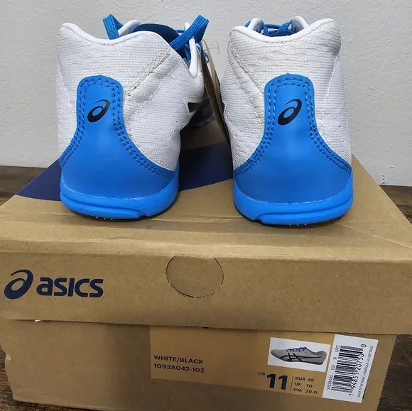 Asics Gun Lap 2 Track and Field Athletic Shoes White Blue Black Spikes Mens 11