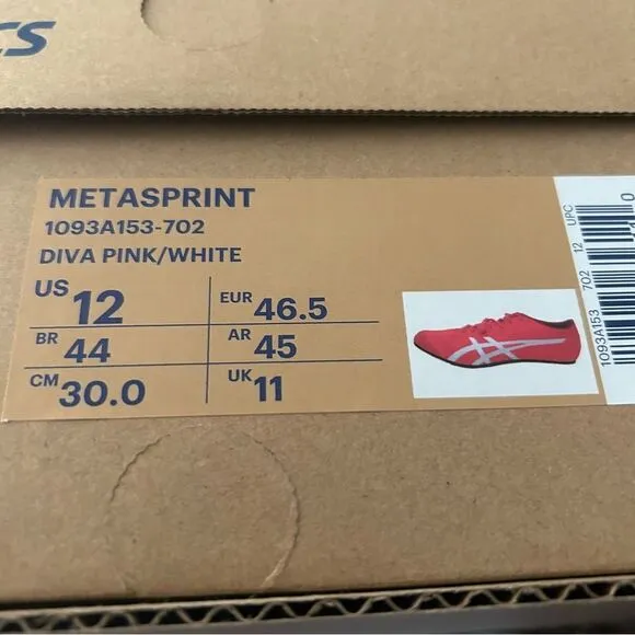 ASICS Metasprint Mens Track And Field Shoes Sprinting Cleats Diva Pink Size 12