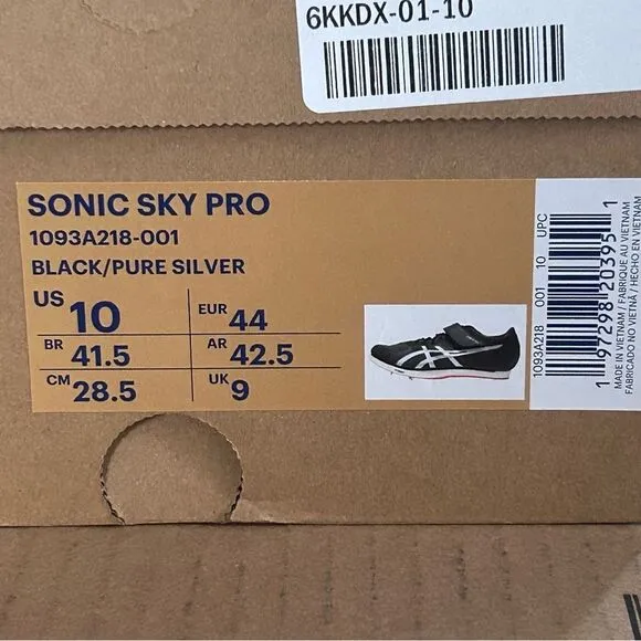ASICS Sonic Sky Pro Mens Track And Field Shoes Cleats Black Size 10