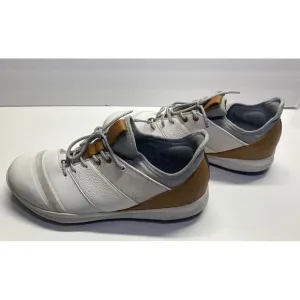 Athalonz EnVe Performance White &amp; Tan Leather Spikeless Golf Shoe Men's 12