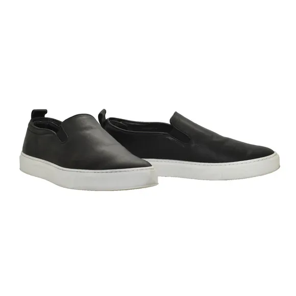 B0 Auth KOIO Black Leather Slim On Casual Sneaker Loafer Shoes Size 13