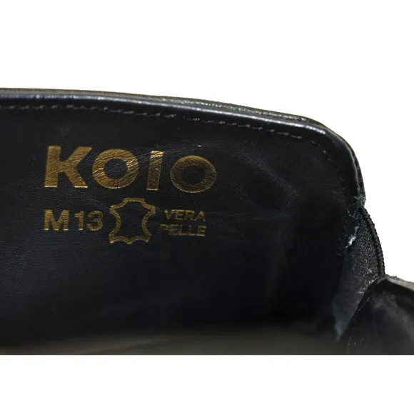 B0 Auth KOIO Black Leather Slim On Casual Sneaker Loafer Shoes Size 13