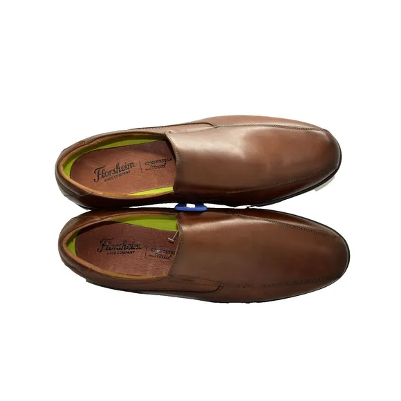 B0 NEW FLORSHEIM Forecast Cognac Leather Bike Toe Ortholite Loafer Shoes Size 12