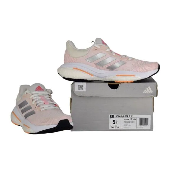 B4 NIB ADIDAS Solar Glide 5 White Silver Lt Orange Running Shoes GX5496 Size 5.5