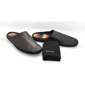 B5 Auth PAUL SMITH Noah Brown Full Grain Leather Slide Casual Shoes Size 8 US 9