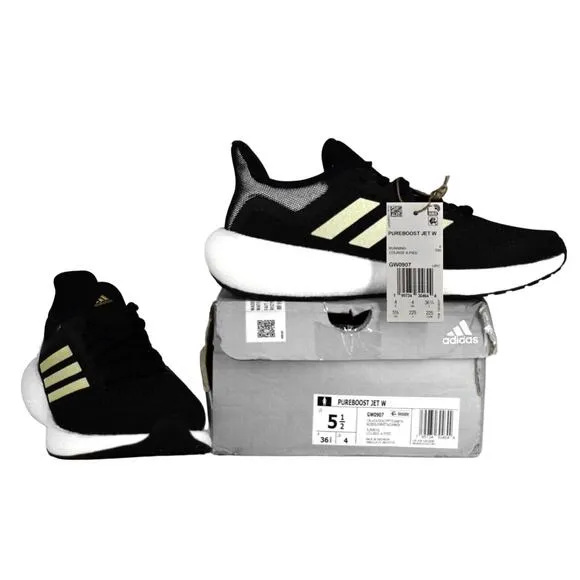 B5 NIB ADIDAS Pureboost Jet Black Running Shoes GW0907 Size 5.5