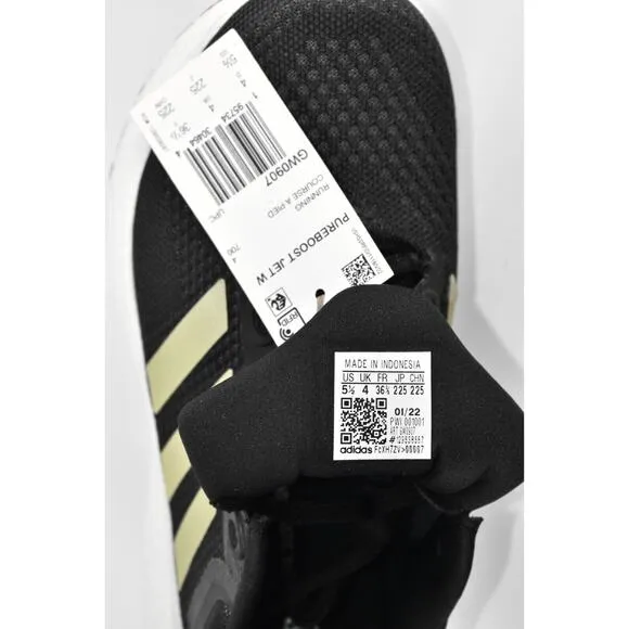 B5 NIB ADIDAS Pureboost Jet Black Running Shoes GW0907 Size 5.5