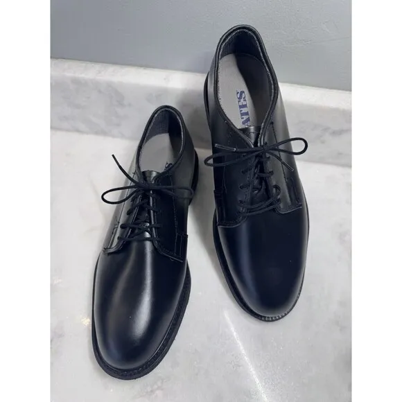 BATES Uniform Military Dress Shoe Black Leather Oxfords 00968 Mens Size 9B EUC