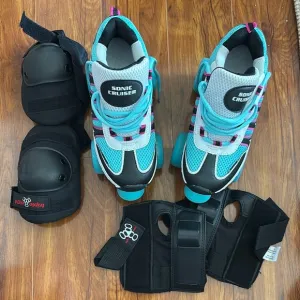 Blue and Black Roller Skates with elbow and knee pads included!