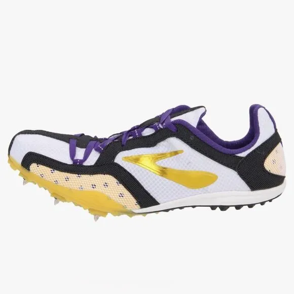 Brooks ELMN8 Track and Field Running Shoes with Spikes in Gold/Purple size 10