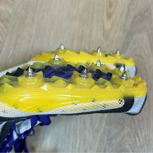 Brooks ELMN8 Track and Field Running Shoes with Spikes in Gold/Purple size 10