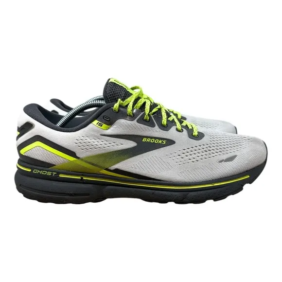 Brooks Mens Ghost 15 1103931D125 White Running Shoes Sneakers Size 11.5 D