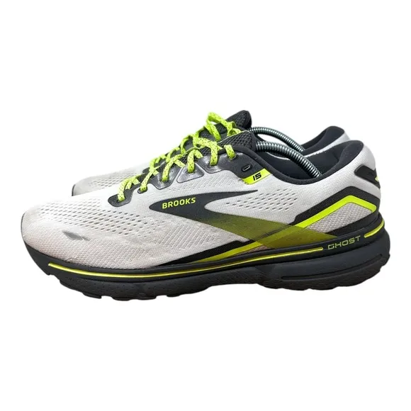 Brooks Mens Ghost 15 1103931D125 White Running Shoes Sneakers Size 11.5 D