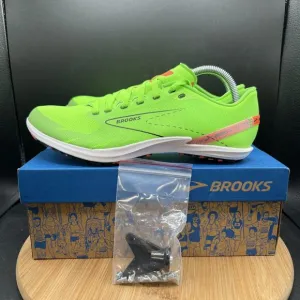 Brooks Mens Size 10 Draft XC Cross Country Running Green Spikes Track Shoes