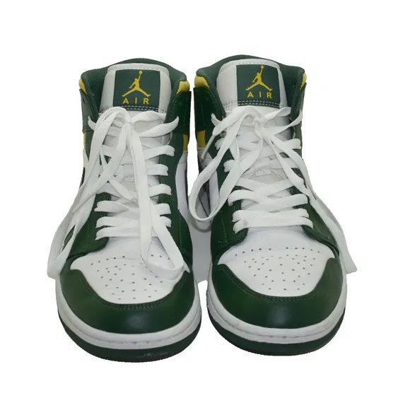 C0 Auth NIKE AIR JORDAN 1 Mid Sonics Green/Pollen-Wht Shoes 554724-371 Size 8.5
