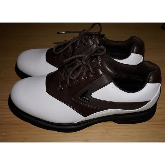 Callaway CG Sport Golf Shoes Cleats White Brown M392-14 Size 9.5