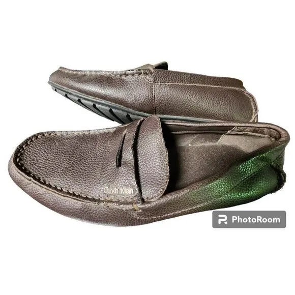 Calvin Klein Leather Driving Shoes Brown Size 10 EU 43 Ivan Penny Driver
