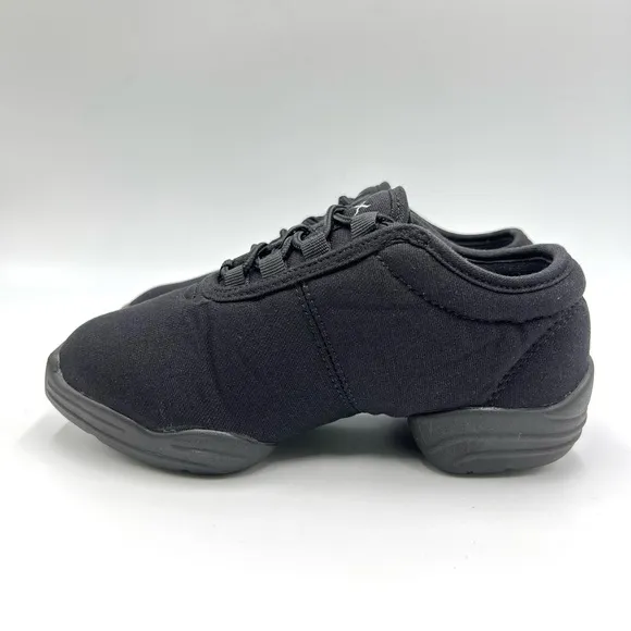 Capezio Kids DS03 Black Canvas Dansneakers Dance Sneakers Shoes Big Girls 4 NEW