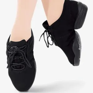 Capezio Kids DS03 Black Canvas Dansneakers Dance Sneakers Shoes Big Girls 4 NEW