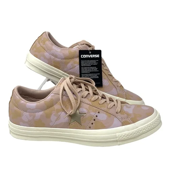 Converse One Star OX Shoes Low Top Leather Ivory Pink Men Size Sneakers 159705C