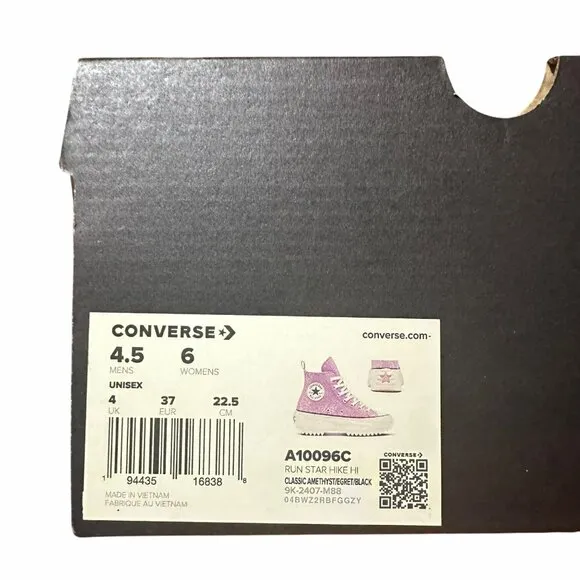 ⭐Converse Run Star Hike Platform Glitter Sz 6 Women's Shoes Purple A10096C New