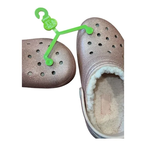 CROCS Glitter pink with fleece lining girls size C13-NWT