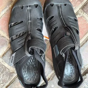 Crocs Men's Yukon Fisherman Black Sandals Size 7 Casual Summer Shoes outdoor NWT