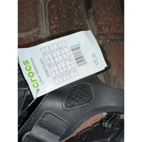 Crocs Men's Yukon Fisherman Black Sandals Size 7 Casual Summer Shoes outdoor NWT