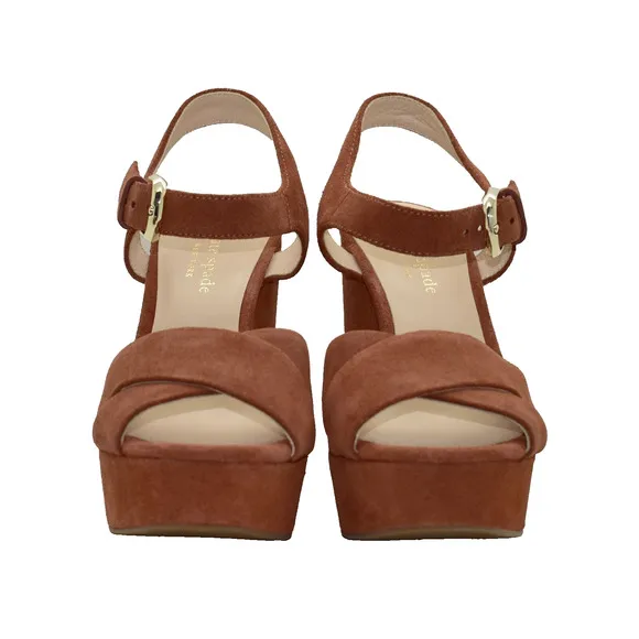 D0 NIB KATE SPADE Grace Dark Tawny Split Suede Platform Sandal Shoes Size 6 B