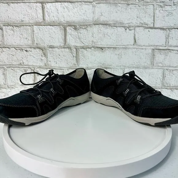 Dansko Sneakers Holland Suede Leather Slip On Shoes Bungee Comfy Black 40 9.5
