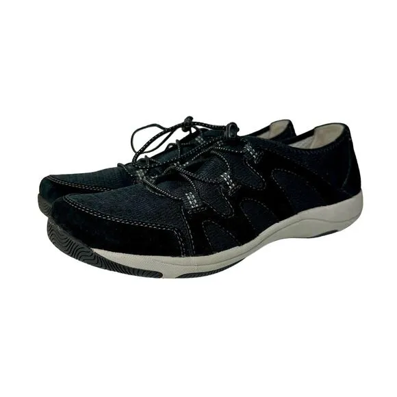 Dansko Sneakers Holland Suede Leather Slip On Shoes Bungee Comfy Black 40 9.5