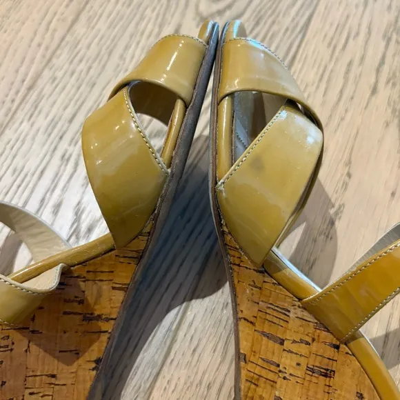 Dior Cork Wedge Patent Strappy Sandals