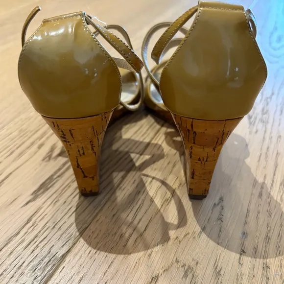 Dior Cork Wedge Patent Strappy Sandals