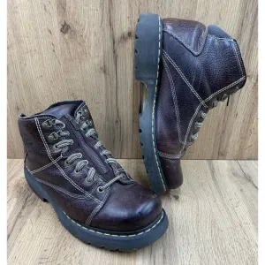 Doc Dr Martens Lace In Front Zip Leather Ankle Boots Men’s Size 13 M Brown 8A07