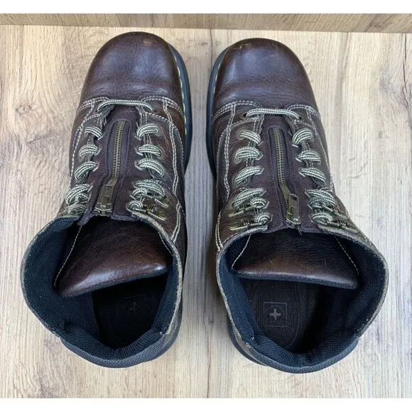 Doc Dr Martens Lace In Front Zip Leather Ankle Boots Men’s Size 13 M Brown 8A07