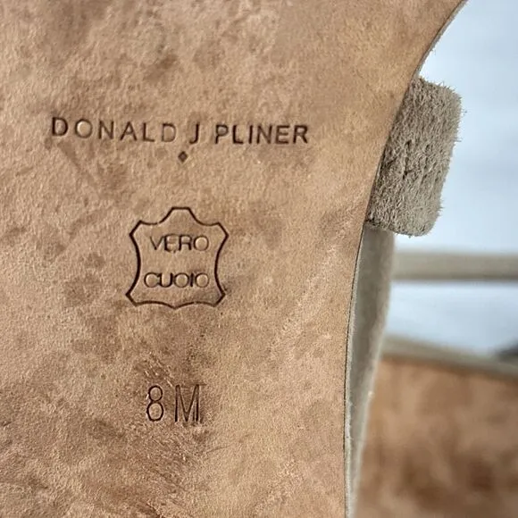 Donald J Pliner Womens Cross Strap Sandals Heels Shoes 8 Beige Leather