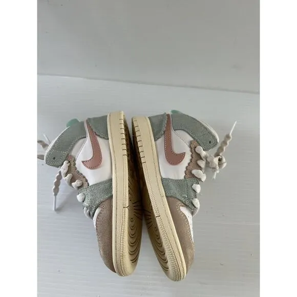 DZ5361-100 Kids Air Jordan 1 Mid SE Pink White Jade Ice Shoes Sz 13C