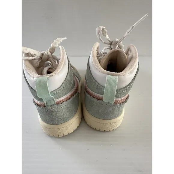 DZ5361-100 Kids Air Jordan 1 Mid SE Pink White Jade Ice Shoes Sz 13C