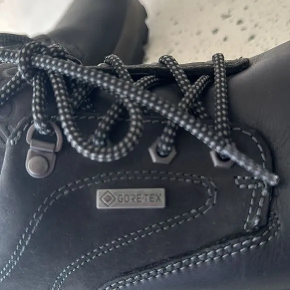 ECCO Men's Rugged Track GORETEX Tie Hiking Black Leather Lace Up Shoes Size 42