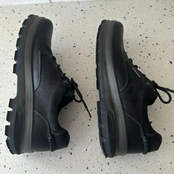 ECCO Men's Rugged Track GORETEX Tie Hiking Black Leather Lace Up Shoes Size 42