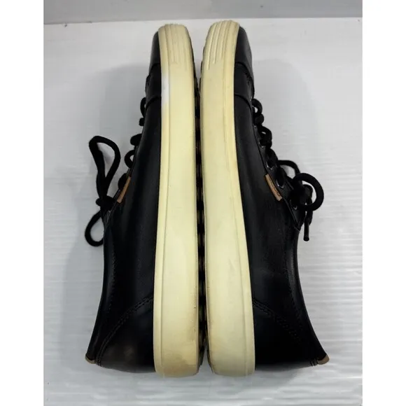 Ecco Men’s Soft 7 Leather Low Top Sneakers Black Sz 12-12.5 US 46 EU Extra Wide