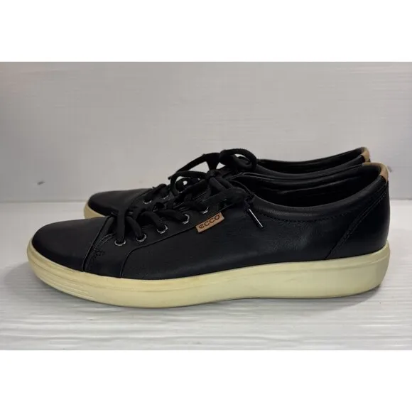 Ecco Men’s Soft 7 Leather Low Top Sneakers Black Sz 12-12.5 US 46 EU Extra Wide