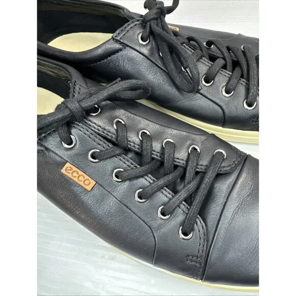 Ecco Men’s Soft 7 Leather Low Top Sneakers Black Sz 12-12.5 US 46 EU Extra Wide