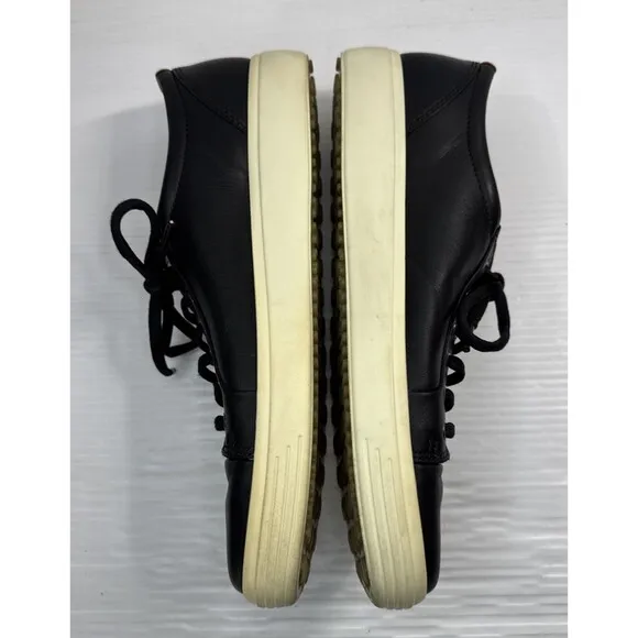 Ecco Men’s Soft 7 Leather Low Top Sneakers Black Sz 12-12.5 US 46 EU Extra Wide